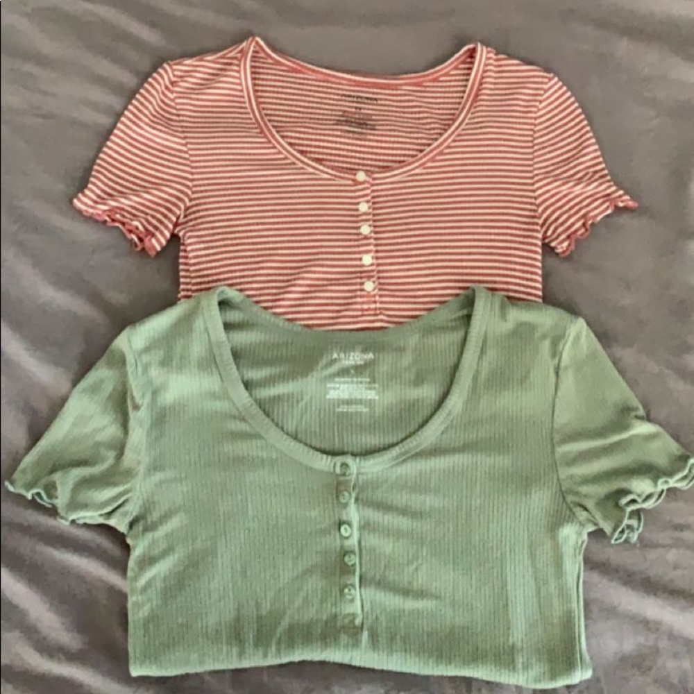 Cute ribbed short sleeve tops